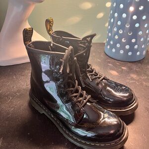 Dr. Martens Kids Patent Leather Black Boots 4M US